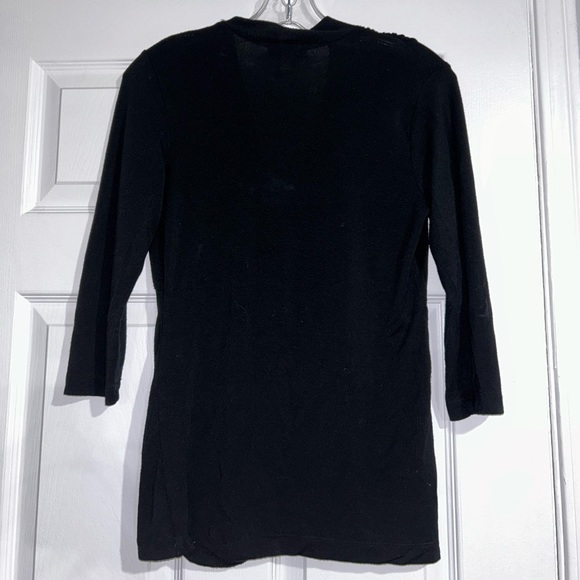 Women’s Size Small Black Long Sleeve Deep V-Neck Line Banana Republic Shirt - Picture 2 of 3